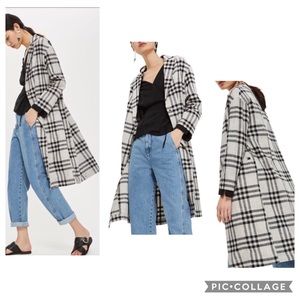 NWT Topshop Window Pane Duster Coat Size 4